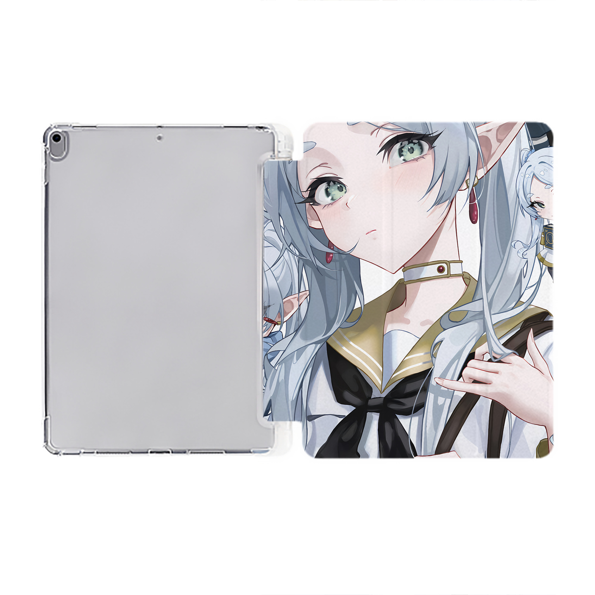（画像用） 葬送のフリーレン Frieren IPad ケース ペン収納付き 三つ折りスタンド PUレザー×シリコン 対応機種9.5/10.5/10.9インチ